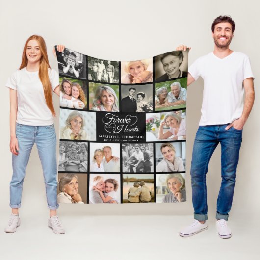 Memorial Forever in ons hart 18 Foto Keepslag Fleece Deken (In situ)