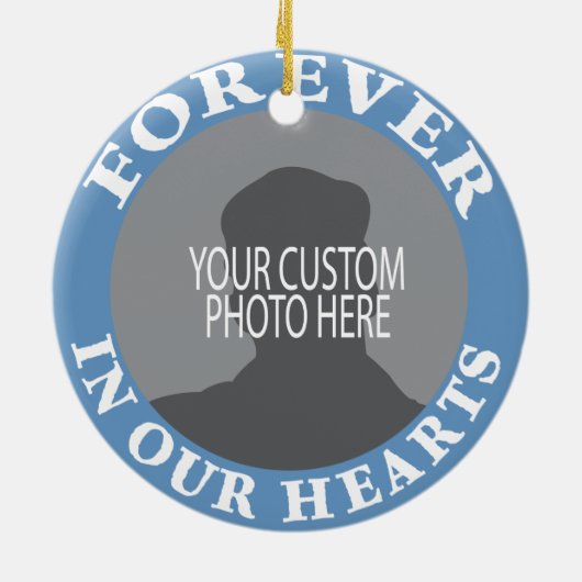Memorial Forever in ons hart, aangepaste foto Keramisch Ornament (Achterkant)