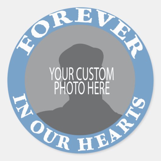Memorial Forever in ons hart, aangepaste foto Ronde Sticker (Voorkant)