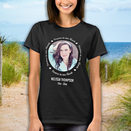 Memorial Forever in ons hart Aangepaste foto T-shirt