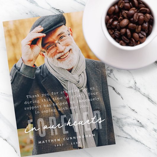 Memorial Forever in onze harten Moderne foto Bedankkaart