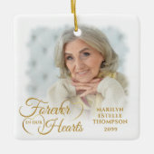 Memorial FOREVER IN ONZE HARTS 2 Foto Gold Keramisch Ornament (Voorkant)