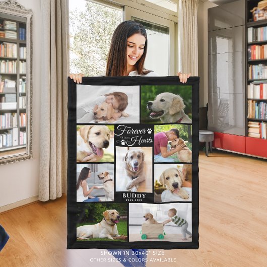 Memorial FOREVER IN ONZE HARTS Foto Collage Black Fleece Deken