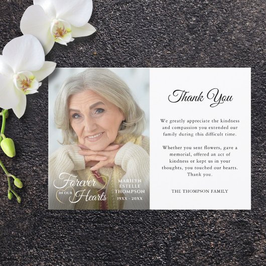 Memorial FOREVER IN ONZE HARTS Foto Dank u Bedankkaart
