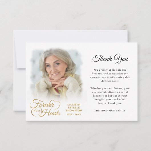 Memorial FOREVER IN ONZE HARTS Foto Dank u Bedankkaart (Voorkant)