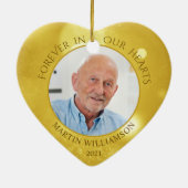 Memorial FOREVER IN ONZE HARTS Foto Gold Keepomwil Keramisch Ornament (Achterkant)