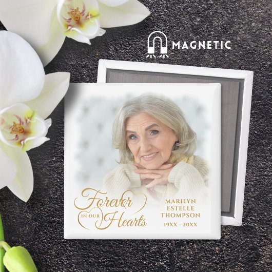 Memorial FOREVER IN ONZE HARTS Foto Gold Magneet