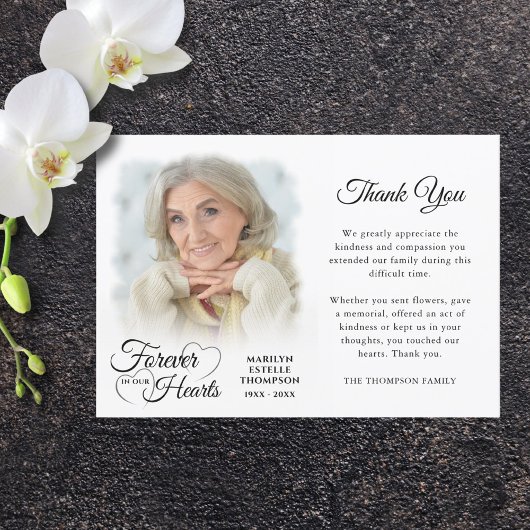 Memorial FOREVER IN ONZE HEARTS Foto Bedankkaart