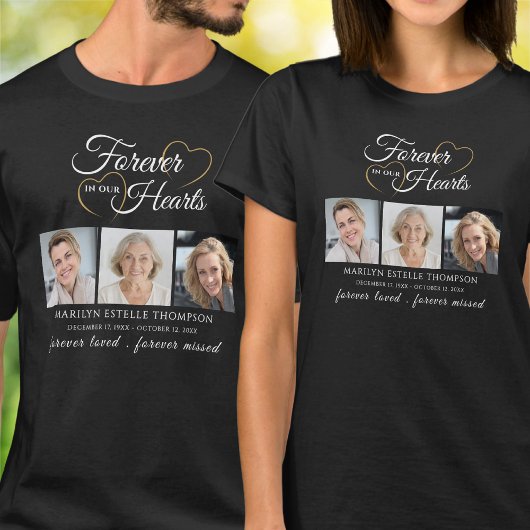 Memorial Forever In Our Hearts 3 Photo Remembrance T-shirt