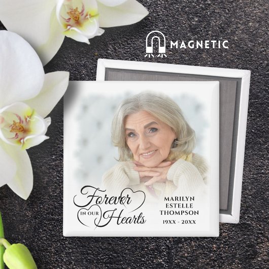 Memorial FOREVER IN OUR HEARTS Foto Zwart Wit Magneet