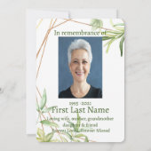 Memorial Foto Aangepast groen Plant Kaart (Achterkant)