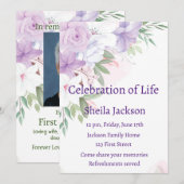 Memorial Foto Aangepast Paars Witte Rozen Bloemen Kaart (Voorkant / Achterkant)