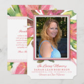 Memorial Foto: Bedankt - Roze Waterverf Splash Kaart (Voorkant / Achterkant)