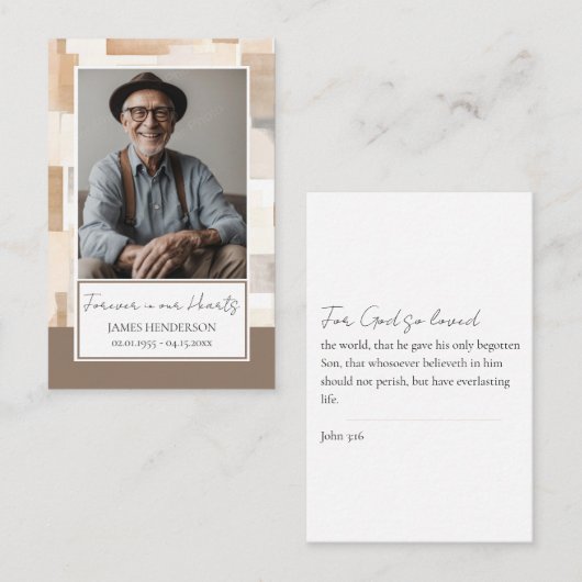 Memorial Foto Begrafenis Keepsake Visitekaartje (Voorkant / Achterkant)