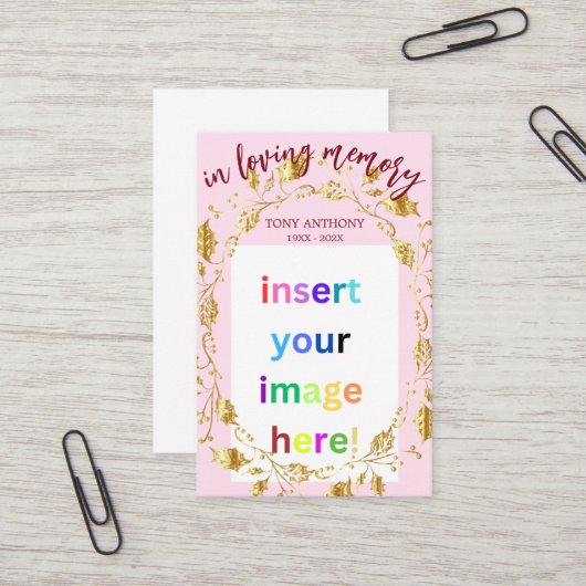 Memorial Foto Begrafenisgebed Kaart Visitekaartje (Voorkant / Achterkant in situ)