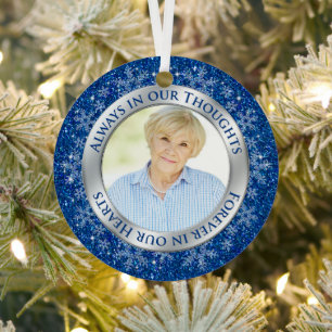 Memorial Foto Blue Altijd in onze Thoughts Metalen Ornament