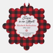 Memorial Foto Buffalo Plaid Pine kocht Kerstmis Ornament Kaart (Achterkant)