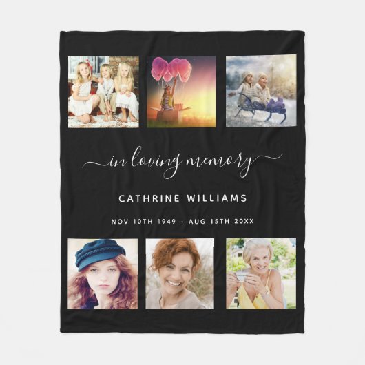 Memorial foto collage Black loving memory Fleece Deken (Voorkant)