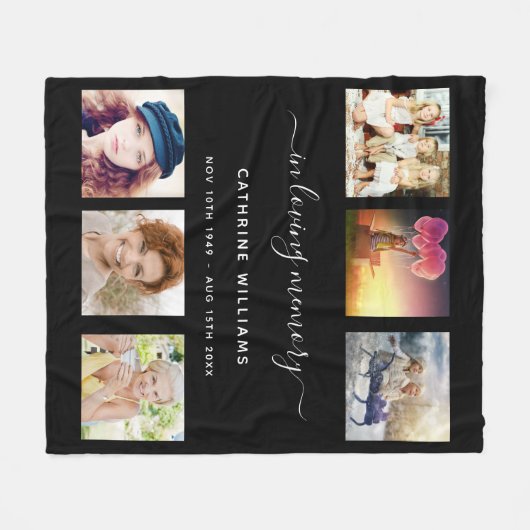 Memorial foto collage Black loving memory Fleece Deken (Voorkant (Horizontaal))