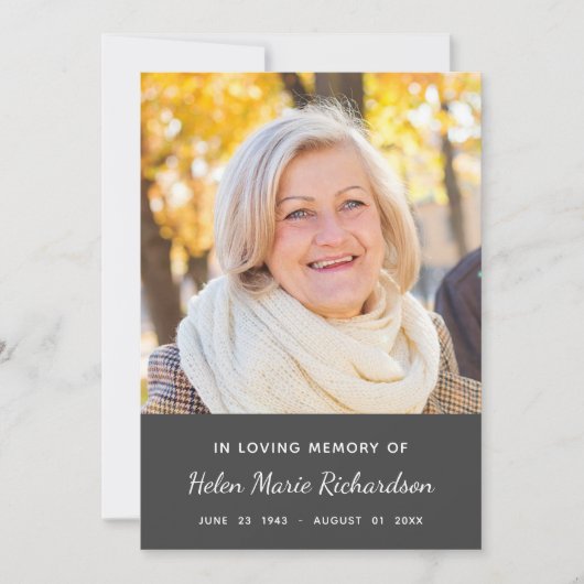 Memorial Foto condoleances Bedankkaart (Voorkant)