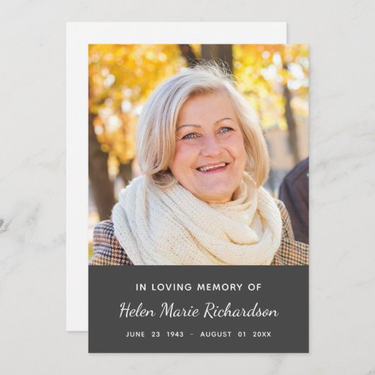 Memorial Foto condoleances Bedankkaart (Voorkant / Achterkant)