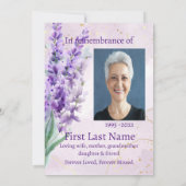 Memorial Foto Custom Lavender gardenbloem Kaart (Achterkant)