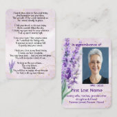 Memorial Foto Custom Lavender gardenbloem Visitekaartje (Voorkant / Achterkant)