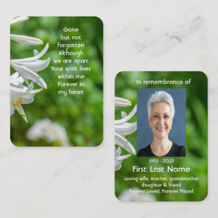 Memorial Foto Custom White Lily Garden Flowers Visitekaartje