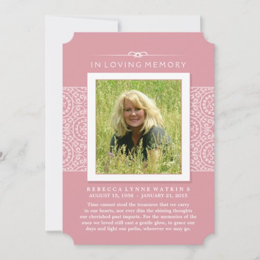 Memorial Foto: Elegant Pink PERHAPS POEM Kaart (Voorkant)