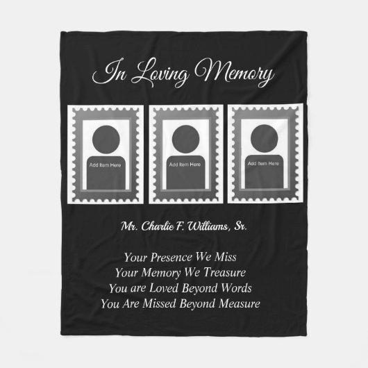 Memorial Foto Fleece Deken (Voorkant)