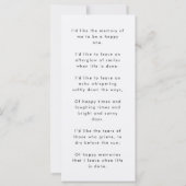 Memorial Foto | Funeral Favor Poem Prayer Card (Achterkant)