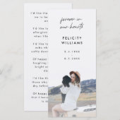 Memorial Foto | Funeral Favor Poem Prayer Card (Voorkant / Achterkant)