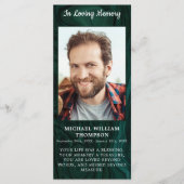 Memorial Foto Funeral Prayer Kaart Emerald Green (Voorkant)