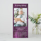 Memorial Foto Funeral Prayer Kaart Paars Marble (Staand voorkant)