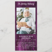 Memorial Foto Funeral Prayer Kaart Paars Marble (Voorkant)