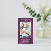 Memorial Foto Funeral Prayer Kaart Paars Marble Contactkaartje (Staand voorkant)