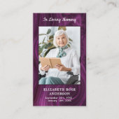 Memorial Foto Funeral Prayer Kaart Paars Marble Contactkaartje (Voorkant)