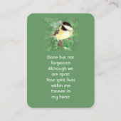Memorial Foto Gebed Chickadee Vogel Wildlife Art Visitekaartje (Voorkant)