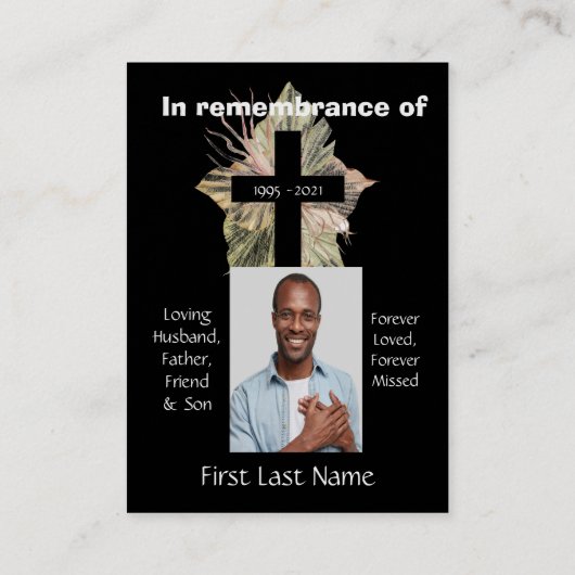 Memorial Foto Gebed Christelijk Kruis Visitekaartje (Achterkant)