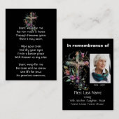 Memorial Foto Gebed Christelijk Kruis Visitekaartje (Voorkant / Achterkant)