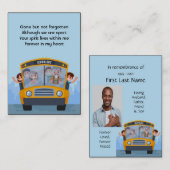 Memorial Foto Gebed School Bus Driver Visitekaartje (Voorkant / Achterkant)