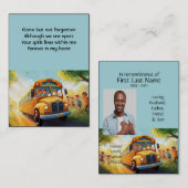 Memorial Foto Gebed School Bus Driver Visitekaartje (Voorkant / Achterkant)