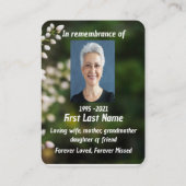 Memorial Foto Gebed Witte Bloem Tuin Visitekaartje (Achterkant)