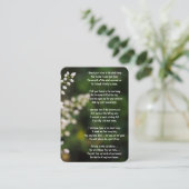 Memorial Foto Gebed Witte Bloem Tuin Visitekaartje (Staand voorkant)