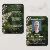 Memorial Foto Gebed Witte Bloem Tuin Visitekaartje (Voorkant / Achterkant)