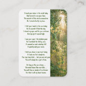 Memorial Foto Gebed Zonneschijn Bos Visitekaartje (Voorkant)