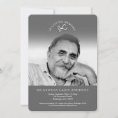 Memorial foto grijs arts begrafenis uitnodigingen (Voorkant)
