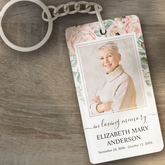Memorial foto in liefdevolle herinnering Blush Pin Sleutelhanger