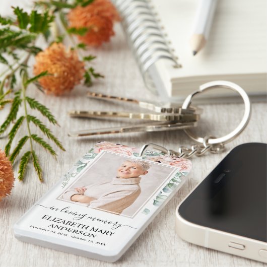 Memorial foto in liefdevolle herinnering Blush Pin Sleutelhanger (Voorkant Rechts)