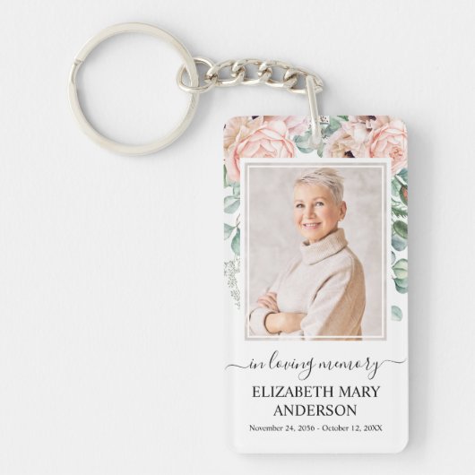 Memorial foto in liefdevolle herinnering Blush Pin Sleutelhanger (Voorkant)